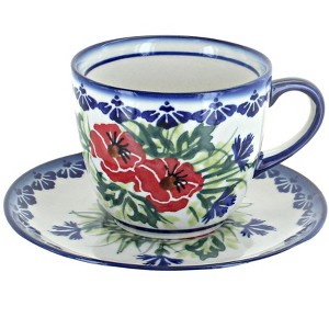 Blue Rose Polish Pottery 17G-17J WR Unikat Cup & Saucer - 1 of 1