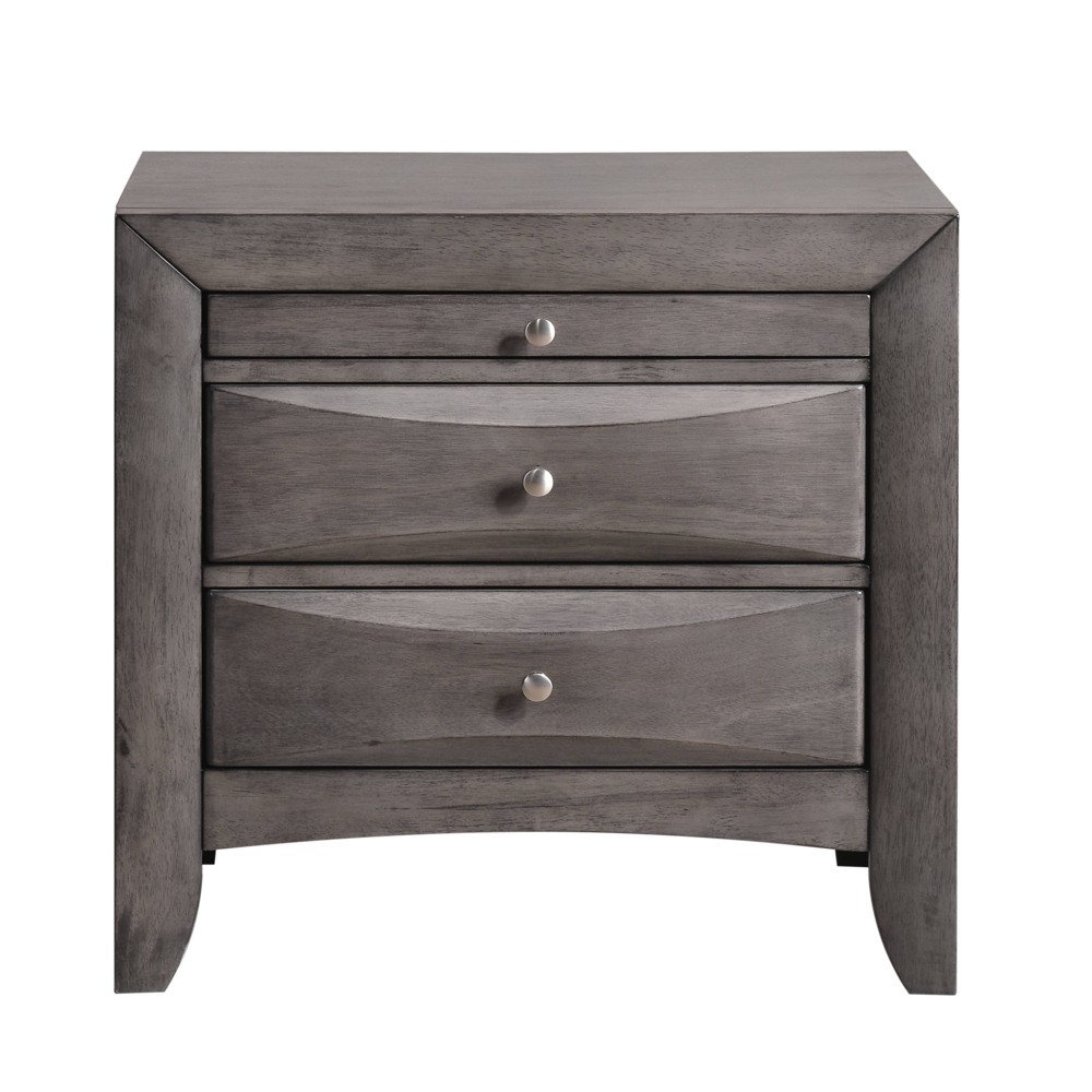 Photos - Storage Сabinet Madison Nightstand Gray - Picket House Furnishings: 2-Drawer with Pull-Out Tray, Metal Knobs, 26"H