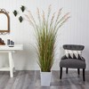 Nearly Natural 74-in Grass Artificial Plant in White Metal Planter - 3 of 4