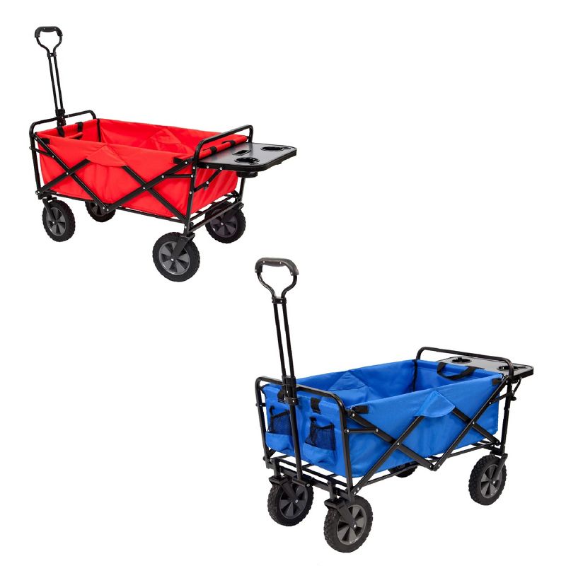 Mac Sports Folding Outdoor Garden Utility Wagon Cart w/ Table (1 Red, 1 Blue), 1 of 6