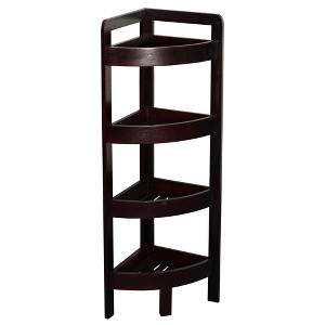 eHemco 4 Tier Bamboo Corner Storage Shelf, 31.5 Inches, Espresso - 1 of 4