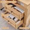 Nightstand with Charging Station & 2 Drawers, Farmhouse 26in Tall Nightstands with Roman Column, End Table for Bedroom - 3 of 4