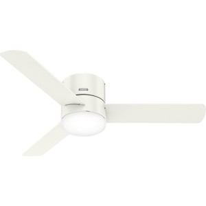 52" Minimus LED Light White Ceiling Fan: Hunter Fan, Flush Mount, 3-Speed Remote Control - 1 of 4