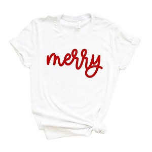 Simply Sage Market Women's Merry Bold Cursive Puff Print Pajama Set - 1 of 4
