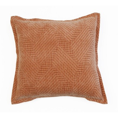 18"x18" Rhea Woven Cotton Square Throw Pillow Terracotta - Decor Therapy