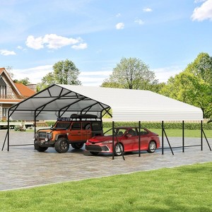 20x20FT Metal Carport, Heavy Duty Carports with Reinforced Frame and Base for All Weather, Oversized Metal Garage for Rucks, Boats, Tractors or Party - 1 of 4