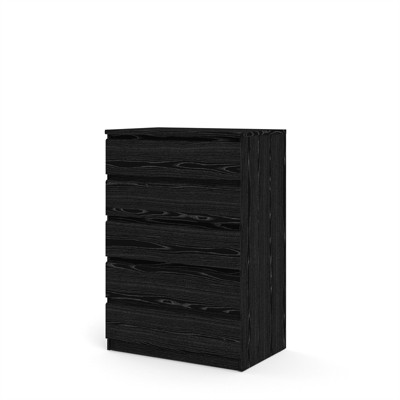 Black Woodgrain Vertical 5-Drawer Chest with Extra Deep Drawer