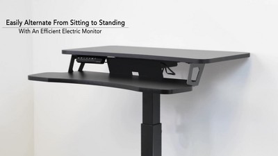 Black Electric Adjustable Standing Desk Converter with Wheels