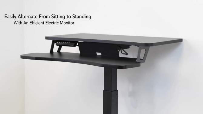 Mount-It! Electric Mobile Adjustable Standing Workstation with Wheels | Rolling Sit Stand Workstation with Programmable Height Adjustment Controller, 2 of 11, play video