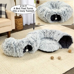 The Lakeside Collection Round Cat Tunnel with Soft Cat Bed Non-Slip Versatile Configurations - 1 of 4