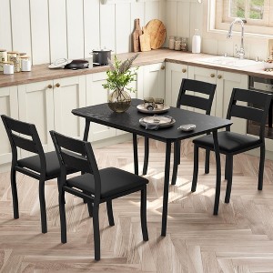 Coolmee 5 Piece Dining Table Set for 4, Modern Kitchen Table with Upholstered Chairs & Iron Frame, Wood Dining Room Furniture Set for Small Spaces - 1 of 4