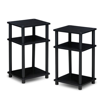 Furinno Just 3-Tier Turn-N-Tube End Table, 2-Pack, Americano/Black