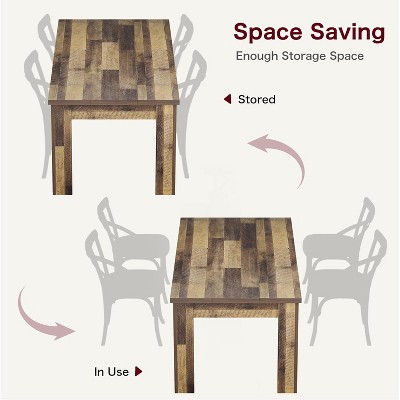 Rustic Brown Rectangular Wooden Dining Table for 6