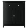 vidaXL Berg Black Bathroom Cabinet - Solid Pine Wooden Storage Unit with Drawer and Doors - 3 of 4