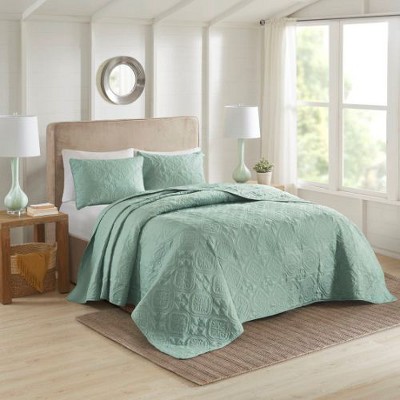 Sapphtopaz 3-Piece Reversible Bedspread Set, Oversized Medallion Quilted Coverlet with Matching Shams, Ultra-Soft Microfiber Fabric Bedding Set