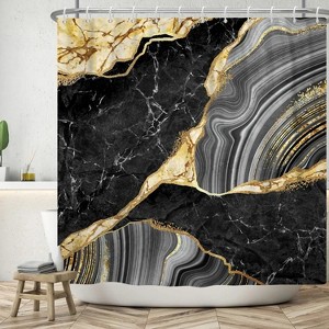 LunaLulinlk Black Marble Shower Curtain Abstract Modern Waterproof Fabric Bathroom Set 72x72 in - 1 of 4