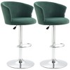 Vatros Adjustable Bar Stools Set of 2, Velvet Upholstered Kitchen Stool, Swivel Counter Height Barstool with Footrest, ‎Dark Green - 3 of 4
