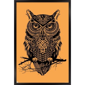 Trends International Rachel Caldwell - Warrior Owl On Orange Framed Wall Poster Prints - 1 of 4