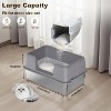 Stainless Steel Cat Litter Box with Lid, High Sided Tray with Scoop & Anti-Slip Mat, Easy Clean - 2 of 4
