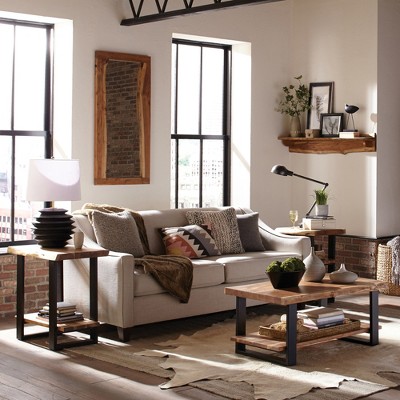 Alpine Natural Live Edge Acacia Wood 48" Mantel Shelf