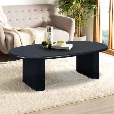 51'' Oval Wood Coffee Table Tea Table Rustic Sofa Table Center Table For Living Room-Maison Boucle