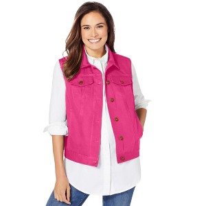 Woman Within Plus Size Stretch Denim Vest - 1 of 4