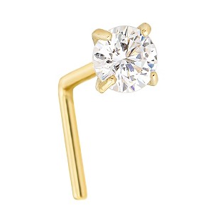 Jewelry Avalanche 1.5mm-3mm CZ Solid 22G 14K Gold L-shape Nose Stud - 1 of 3