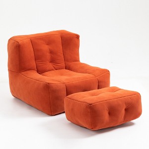 Cesicia 36.6 in-W x 38.6 in-D x 30.1 in-H Black Velvet Bean Bag Seats With Ottoman - 1 of 4