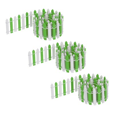 Unique Bargains Wood Miniature DIY Crafts Garden Fence 35 Inch Light Green/White 3 Pcs