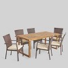 Garner 7pc Acacia Wood & Wicker Patio Dining Set - Brown - Christopher Knight Home - image 2 of 4