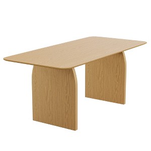 HomeRoots 66" Natural Solid Wood Double Pedestal Base Dining Table - 1 of 4