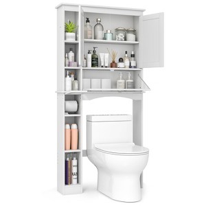 Costway Over the Toilet Storage Cabinet Bathroom Storage Organizer with Toilet Paper Holder - 1 of 4