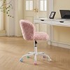 Adjustable Home Office Chair with Swivel Base, Faux Rabbit Fur Vanity Chair, Ergonomic Desk Chair with Wheels-The Pop Home - 4 of 4