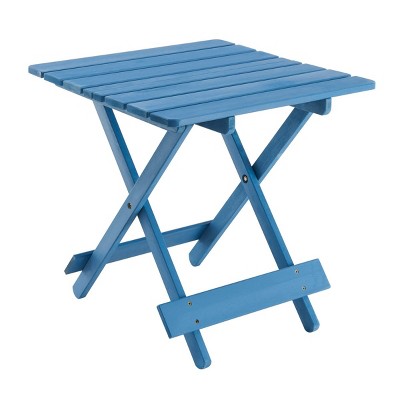 GlasFlength Folding Tables Portable Side Table Solid Wood Construction Simple Design for Patio Backyard Balcony, Blue, 19.75"*19.75"*19.75"