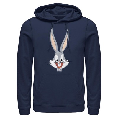 Men's Looney Tunes Happy Bunny  Pull Over Hoodie - Navy Blue - 3X Large