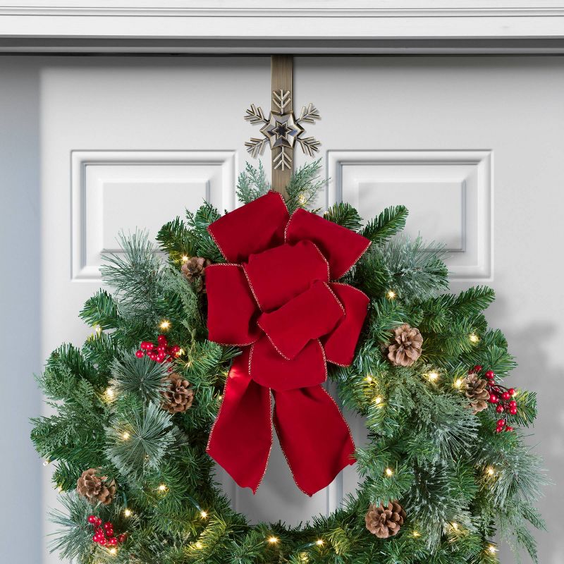Haute Decor Christmas Adjustable Wreath Hanger with Icon Bundle Antique Brass Butterfly/Sun/Snowflake/Fleur de lis, 5 of 7