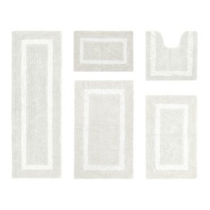 Hotel Bath Rug 100% Premium Cotton Tufted Weave Two Tone Reversible 5 Piece Bathroom Rug Set, Super Soft & Water Absorbent, Machine Washable Bathmat - 1 of 4