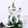 Aoibox Handmade Poseable Abominable Snow Monster Christmas Tree Topper Ornament 1 Piece White Felt Snowman Hugger Holiday Decoration - 2 of 4