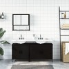 vidaXL 3-Piece Bathroom Furniture Set - Engineered Wood - Includes Black Wall-Mounted Mirror Cabinet and 2 Sink Cabinets, Ample Storage, Modern Design - 3 of 4