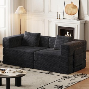 72.4" Modern Convertible Sofa Bed with Storage Pockets and Pillows for Living Room -3irtyhousy - 1 of 4