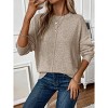 Wonens Pullover Sweaters Batswing Sleeve Crew Neck Trendy Lightweight Sweater Loose Fit Front Pleated Sweater Rib Knit Jumper for Fall - 3 of 4