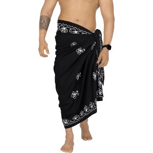 LA LEELA Men's Standard Summer Long Pareo Casual Embroidery Beachwear For Men Cover Up Holidays Beach Wrap Lava Lava Vacation Swimwear One Size Squid - 1 of 3