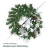 24" Prelit Christmas Wreaths for Front Door with Timer, Silver White Lighted Christmas Door Wreath with 20 Battery - 4 of 4