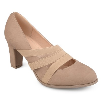 Journee Collection Women's Loren Comfort Insole Medium and Wide Width Round Toe Mid Block Heel Pumps