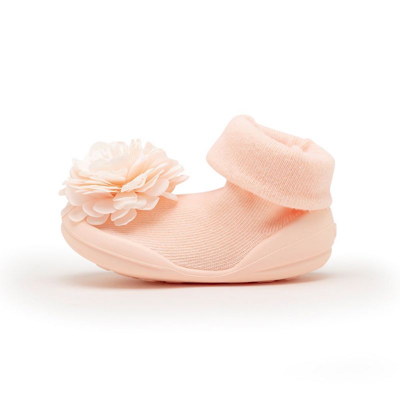 Komuello Baby Girl First Walk Sock Shoes Corsage Pink, 3 of 9
