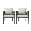Set of 2 Outdoor Metal Club Chair Set with Cushions, Tub-Style Rope Frame and Water-Repellent Fabric for Garden or Patio Seating-Cuddlewood - 2 of 4