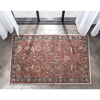Asha Red and Black Oriental Flat-Weave Cotton Rug, 2' x 3'