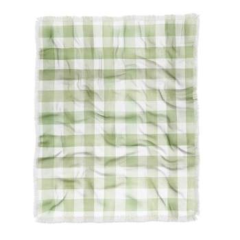 Ninola Design Watercolor Gingham Salad Green Woven Throw Blanket - Deny Designs
