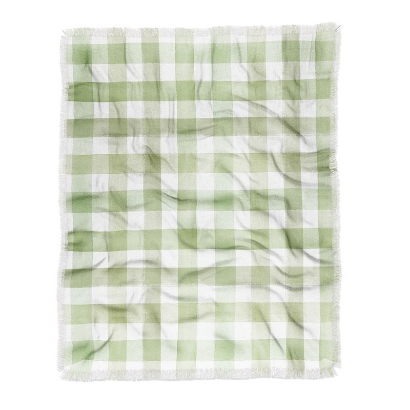 Ninola Design Watercolor Gingham Salad Green Woven Throw Blanket - Deny Designs, 1 of 3