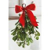 tagltd 9.5" Christmas Artificial Hanging Mistletoe w/ White Berries & Red Bow - 2 of 2